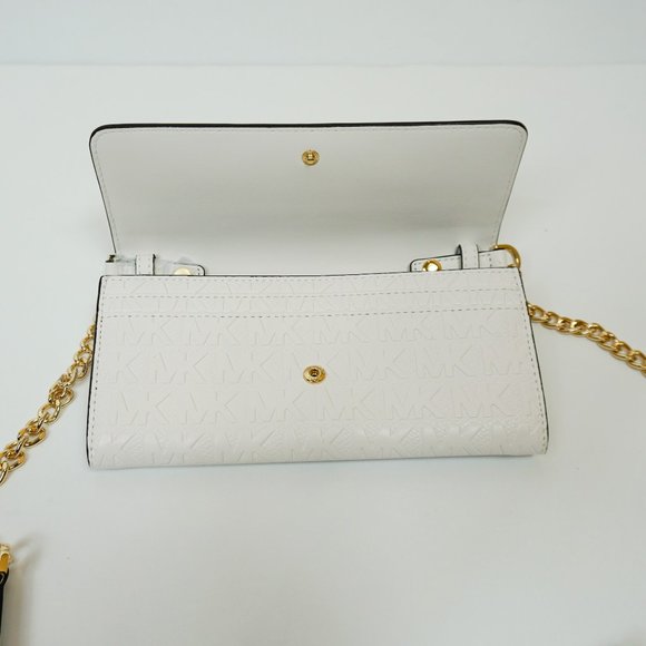 Michael Kors Jet Set Item large Wallet On A Chain Crossbody Bag MK White - Picture 4 of 8